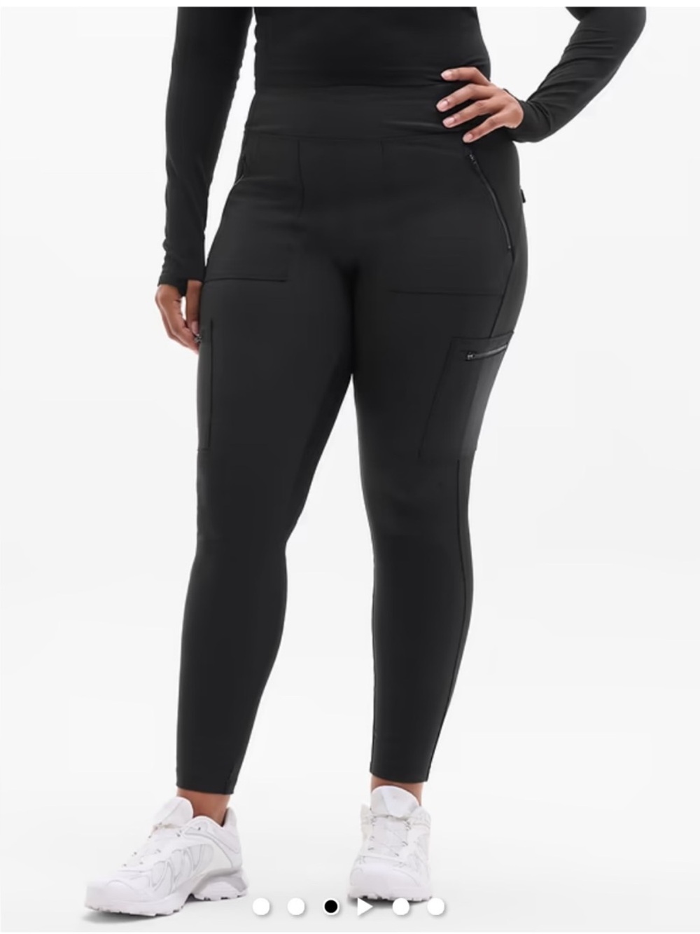 Athleta Black High-Rise Performance Leggings with Side cargo Pockets. Plus size - Picture 3 of 13